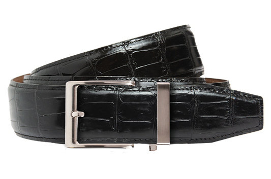Crocodile Black Luxury Ratchet Belt 1.575" [40mm]