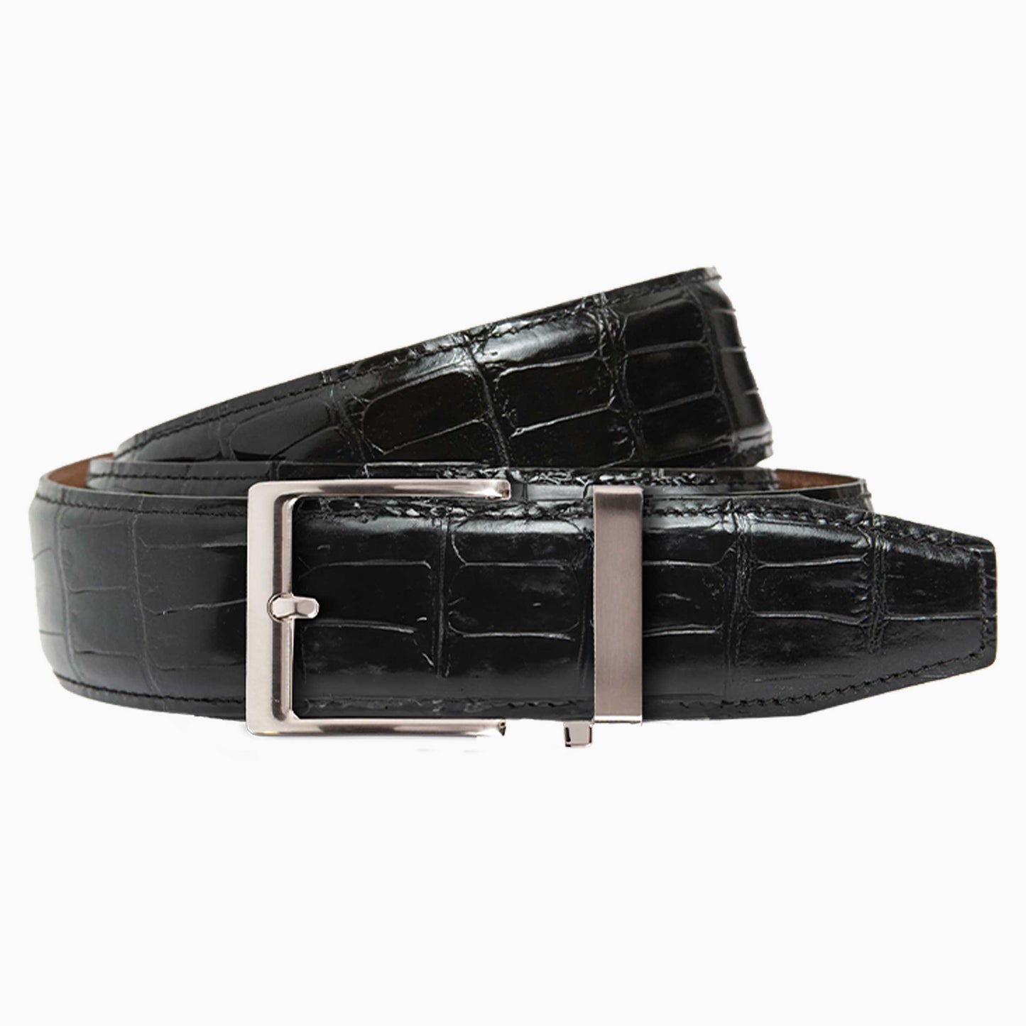 Crocodile Black Luxury Ratchet Belt 1.575" [40mm]