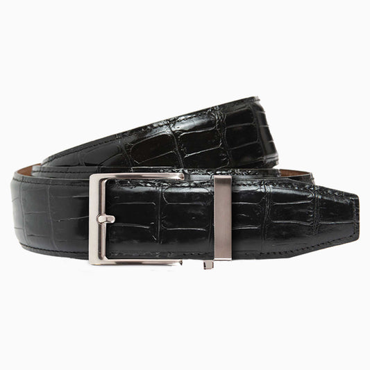 Crocodile Black Luxury Ratchet Belt 1.575" [40mm]