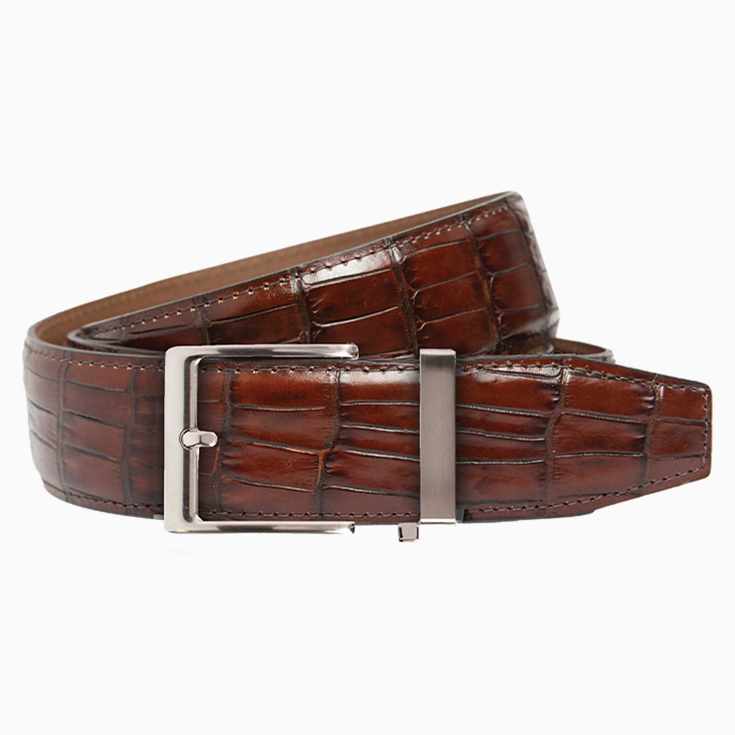 Crocodile Brown Luxury Ratchet Belt 1.575" [40mm]